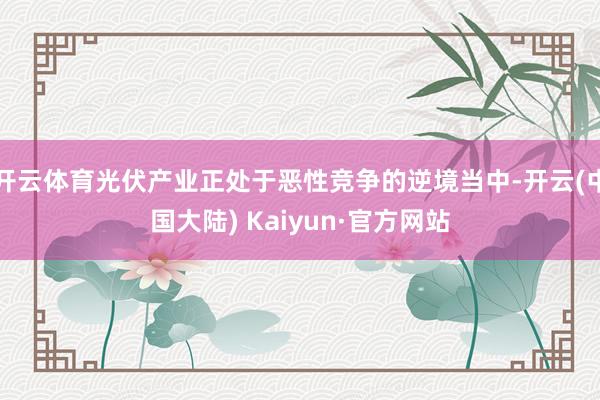 开云体育光伏产业正处于恶性竞争的逆境当中-开云(中国大陆) Kaiyun·官方网站